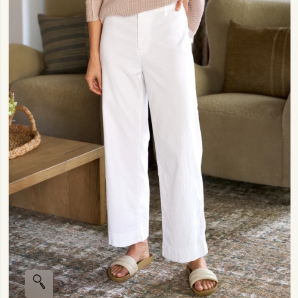 Frank & Eileen Wexford Wide Leg Italian Performance Linen Pant In White Sz 12